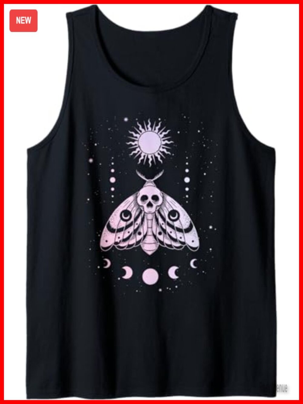 Aesthetic Pastel Goth Death Moth Lunar Crescent Tank Top - Witchy Tarot